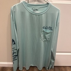 Salt Life Shirt Mens XL Long Sleeve Light Blue Lightweight UVAPOR SLX-EUC!