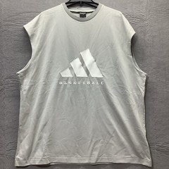 Adidas Basketball Shirt Mens Med. Oversized Sleeveless Heavyweight Big Logo Gray
