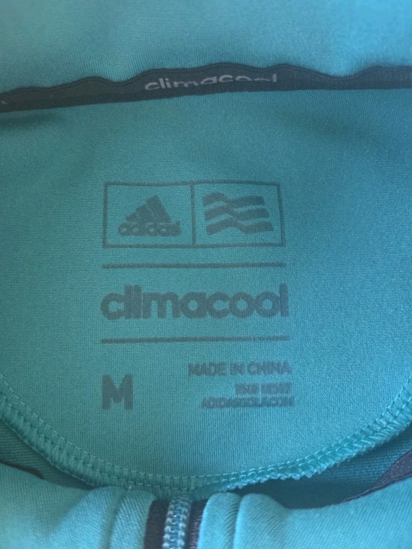 adidas Climacool Men's Striped 1/4 Zip Pullover Teal/Black/White M Activewear gallery