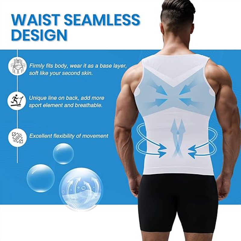 Men 5 PCS Body Shaper Vest Moobs Chest Compression Workout T-Shirt Tank Top Gym gallery