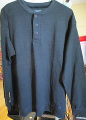 SMITHS Mens Charcoal Heather Long Tail Mini Thermal Knit Henley Pullover S4660LT