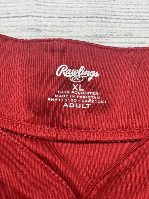 Rawlings Shirt Mens XL Red Short Sleeve Baseball Jersey Top Performance gallery