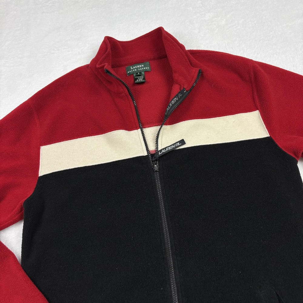 Lauren Ralph Lauren Pullover Mens S Black Full Zip Stand-Up Fleece Pockets