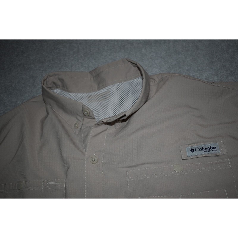 Columbia Mens Size XL PFG Performance Fishing Gear Shirt Vented Tan Polyester gallery