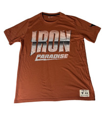 Under Armour Iron Men’s T-Shirt Short Sleeve Athletic Brown Logo Graphic Size XL