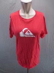 Quiksilver Size S Mens Red 100% Cotton Short Sleeve Activewear Logo TShirt 762