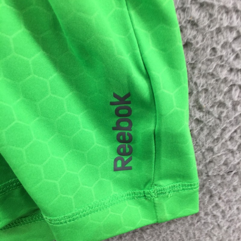 Reebok Play Dry Shirt Mens Green Large Pullover Long Sleeve Hexagon Pattern Zip gallery