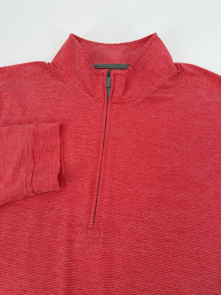 Johnnie-O Mens XL Vaughn 1/4 Zip Pullover Heather Red Performance Lightweight