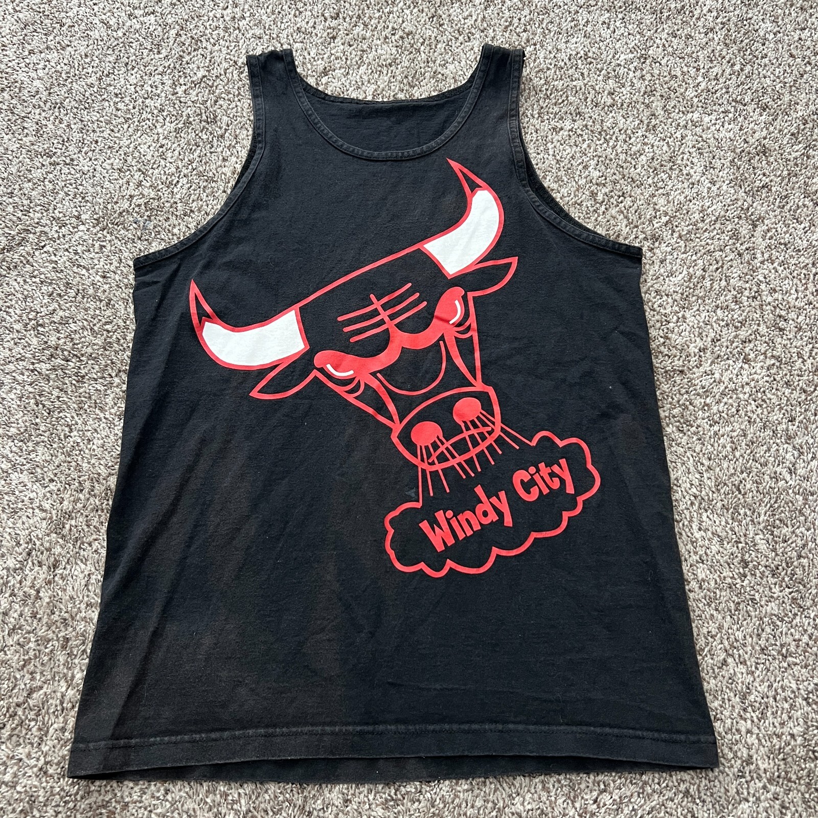 Vintage ADIDAS Chicago Bulls WINDY CITY Tank Top Mens Medium Basketball shirt gallery