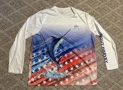 Fishing Patriotic Guy Harvey Mens XXL Marlin American Flag Performance Shirt