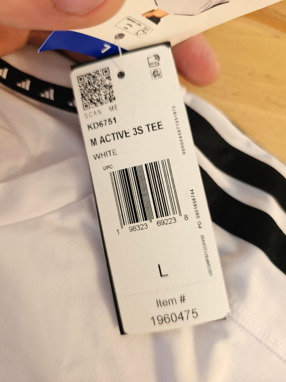 L / LARGE - WHITE - Adidas Men's 3 Stripes Active Gym T-Shirt gallery