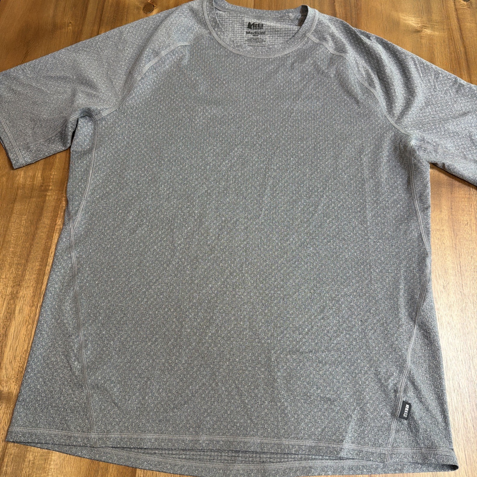 REI Co-op Mens M Lightweight Base Layer Performance Crew T-Shirt Gray Perforated gallery