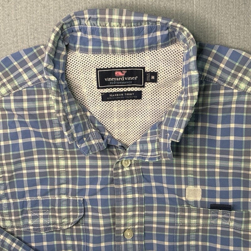 Vineyard Vines Harbor Shirt Mens Medium M Performance Fishing Vented Blue Nylon gallery