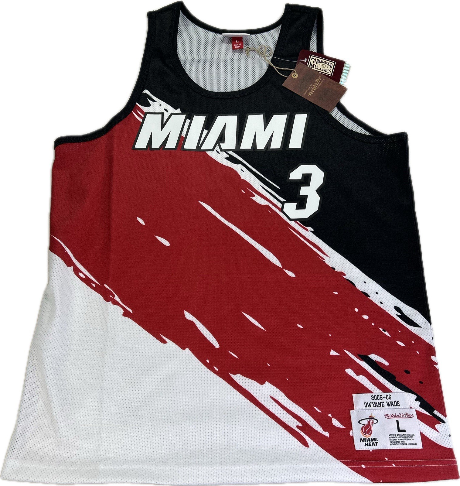 Mitchell and Ness Size Large Paint Brush Mesh Tank Miami Heat Wade 2005-2006 gallery