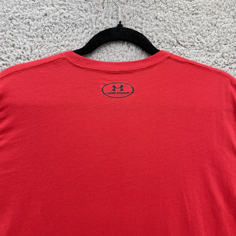 Under Armour Project Rock Tee Men Extra Large XL Red Loose Heatgear Activewear gallery