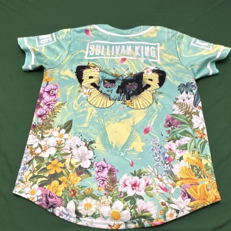 Sullivan King Dubstep Floral Seafoam Green Baseball Rave Jersey Large gallery
