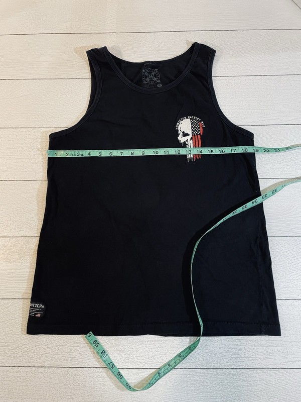 Howitzer Patriot Black Tank Top Mens Medlum Skull Flag Military Excellent gallery