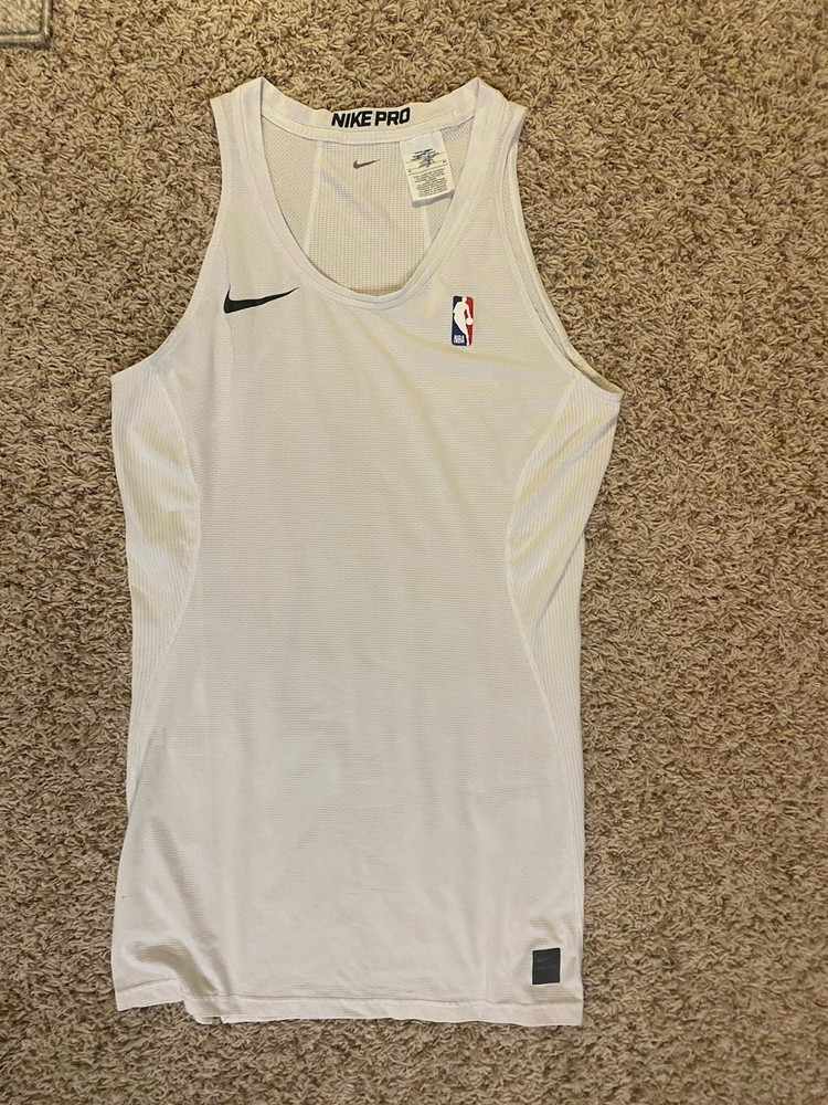 Nike NBA Authentic Compression Pro Tank Top White Team Player Issued LT 880804