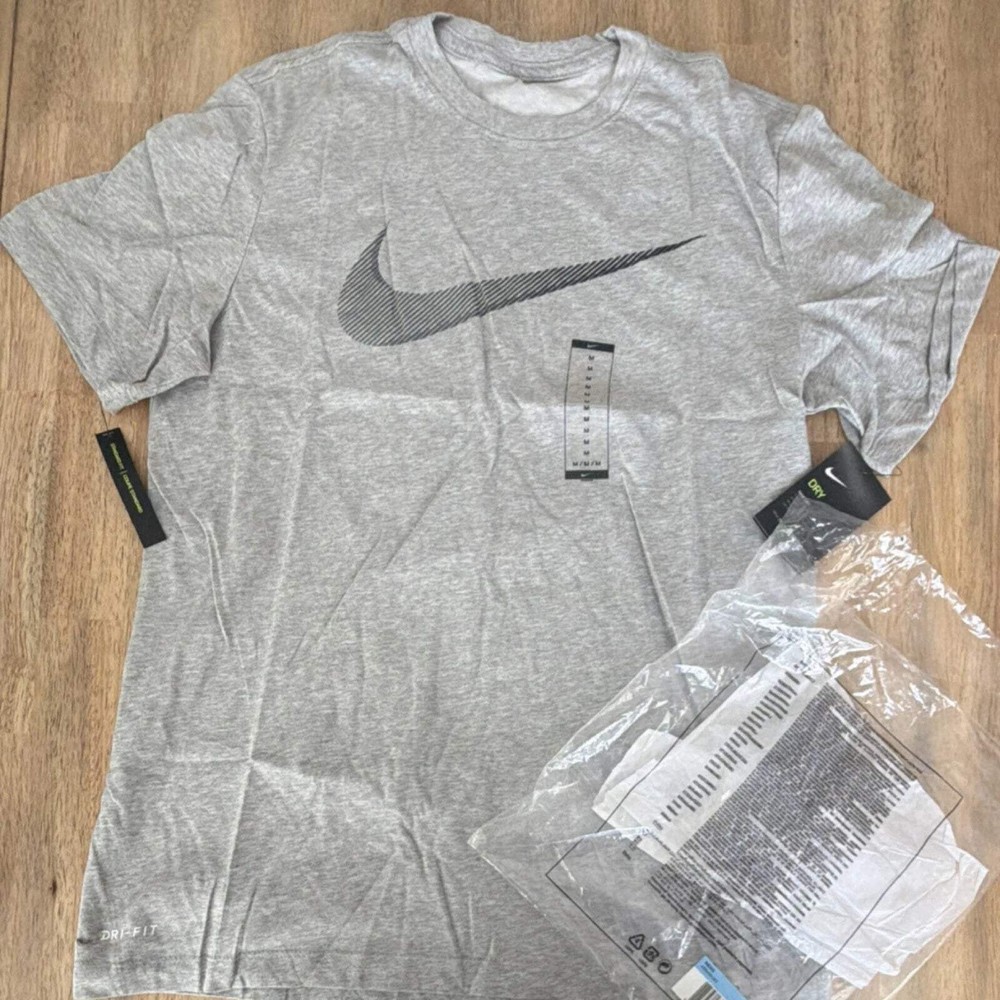 Nike Dri-FIT The Nike Tee M Gray Regular Fit Lightweight Crew Neck Short Sleeve