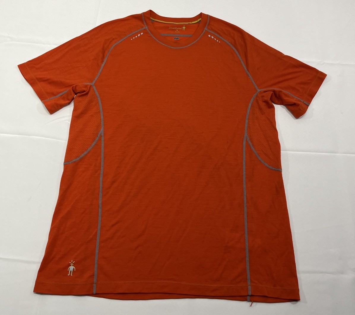Smartwool PhD Men's Baselayer Tee Shirt-Red-Merino Wool Blend-Size L - Stain gallery