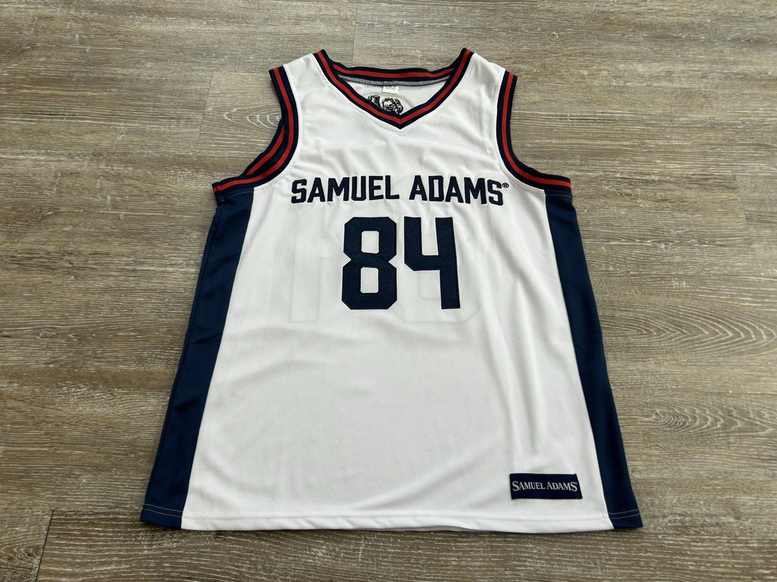 Samuel Adams Beer Basketball Jersey Large Retro White Party Sam Embroidered Logo gallery