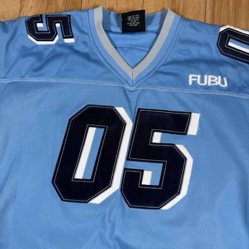 VINTAGE Fubu 05 Sports Series Football Jersey Mens XL Blue Pullover Y2K Hip Hop gallery