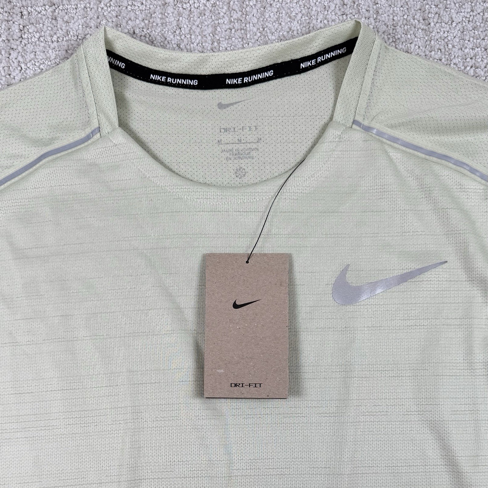 NWT Nike Dri-Fit Men's Medium Miler Reflective Olive Aura Running Shirt gallery