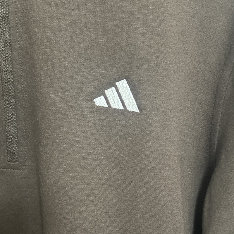 Adidas Men's Go To 1/4 Zip Pullover Medium Dark Brown White Logo ADVR0955 NWT! gallery