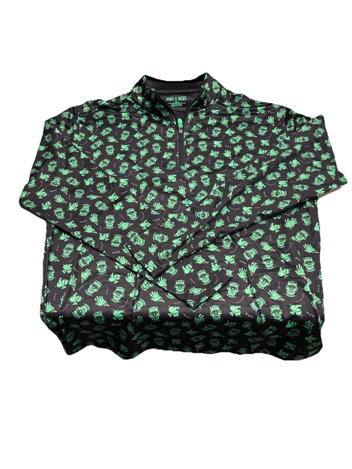 Pins And Aces Masters 1/4 Zip Men Frankenstein Golf Limited Edition Large gallery