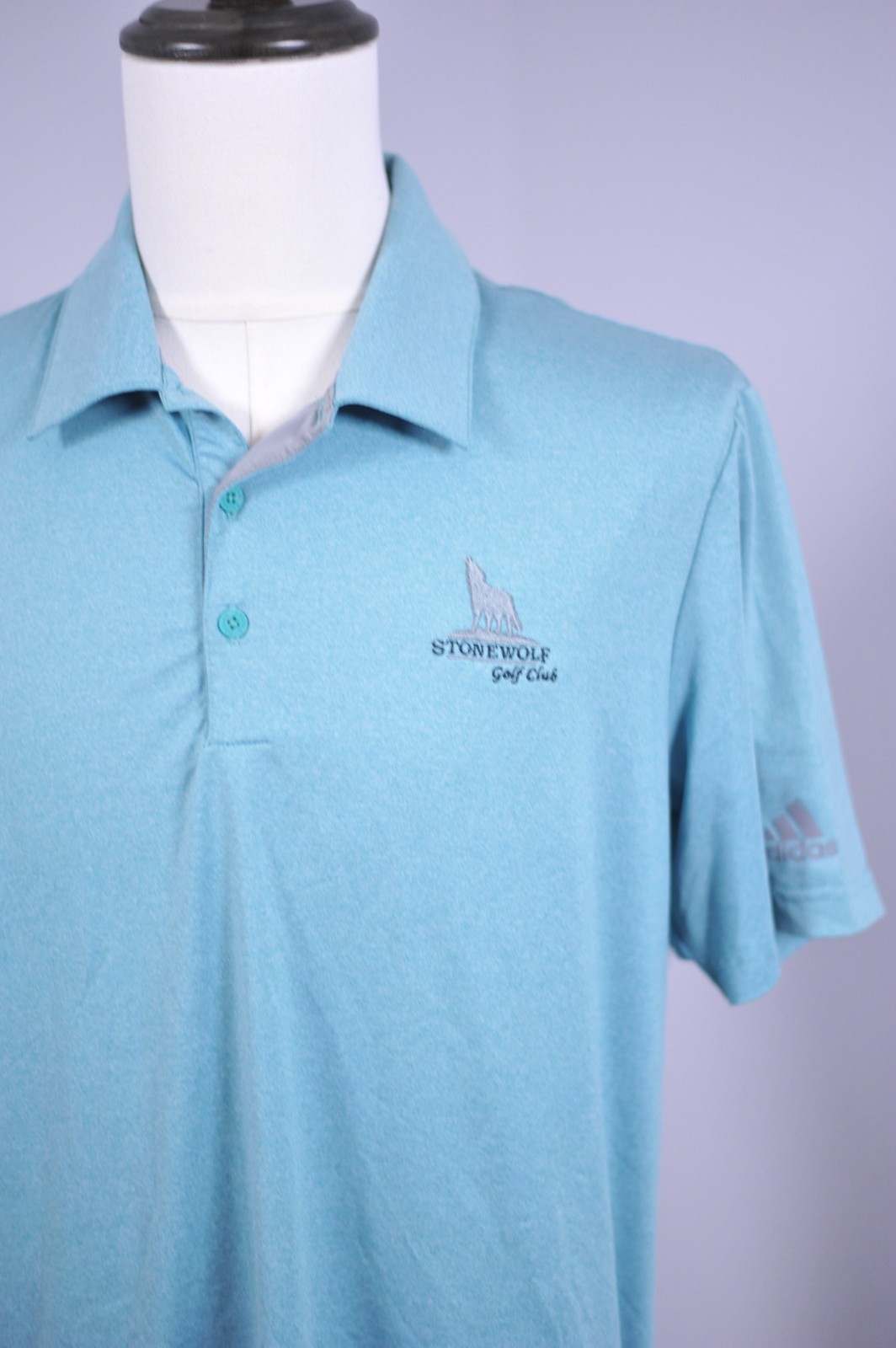 Adidas Performance Polo Shirt Green Heather Stonewolf Golf Club Men's Medium M gallery