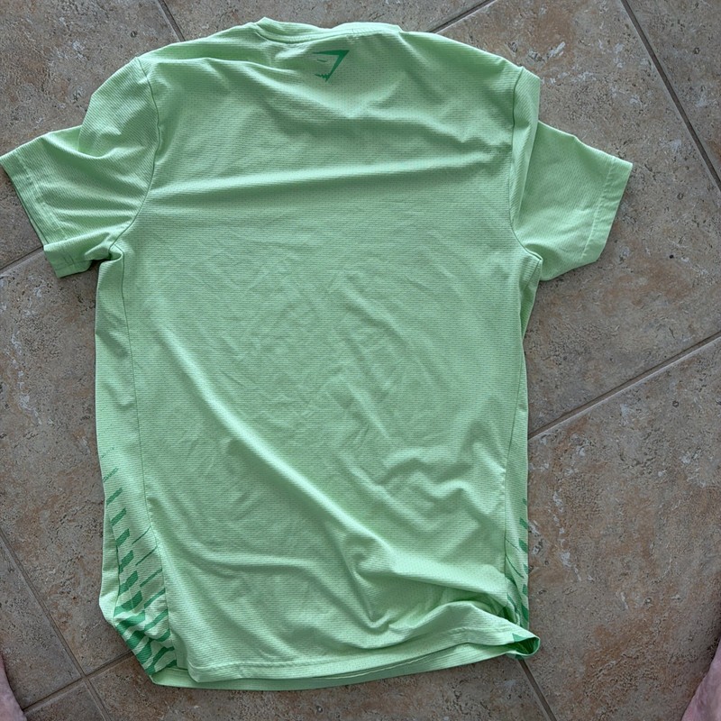 Gymshark Men's Small Light Green Short Sleeve Spellout Logo Fitness T-Shirt gallery