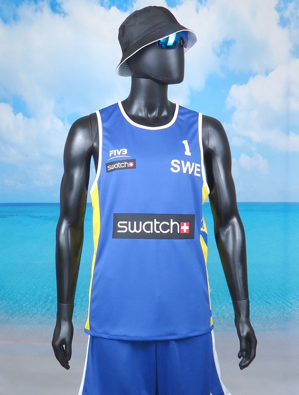 Beach Volleyball Jersey ÅHMAN/HELLVIG Blue/Yellow Size S, M, L, XL, 2XL New gallery