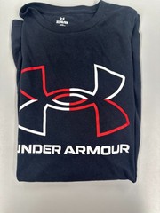 Under Armour Loose Heatgear T Shirt Black with White & Red Logo Size XLT