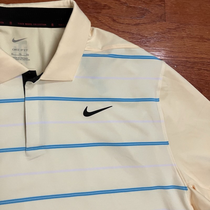 Nike Golf Tiger Woods Collection Striped Polo DR5318 821 Canary Yellow Gold Sz M gallery