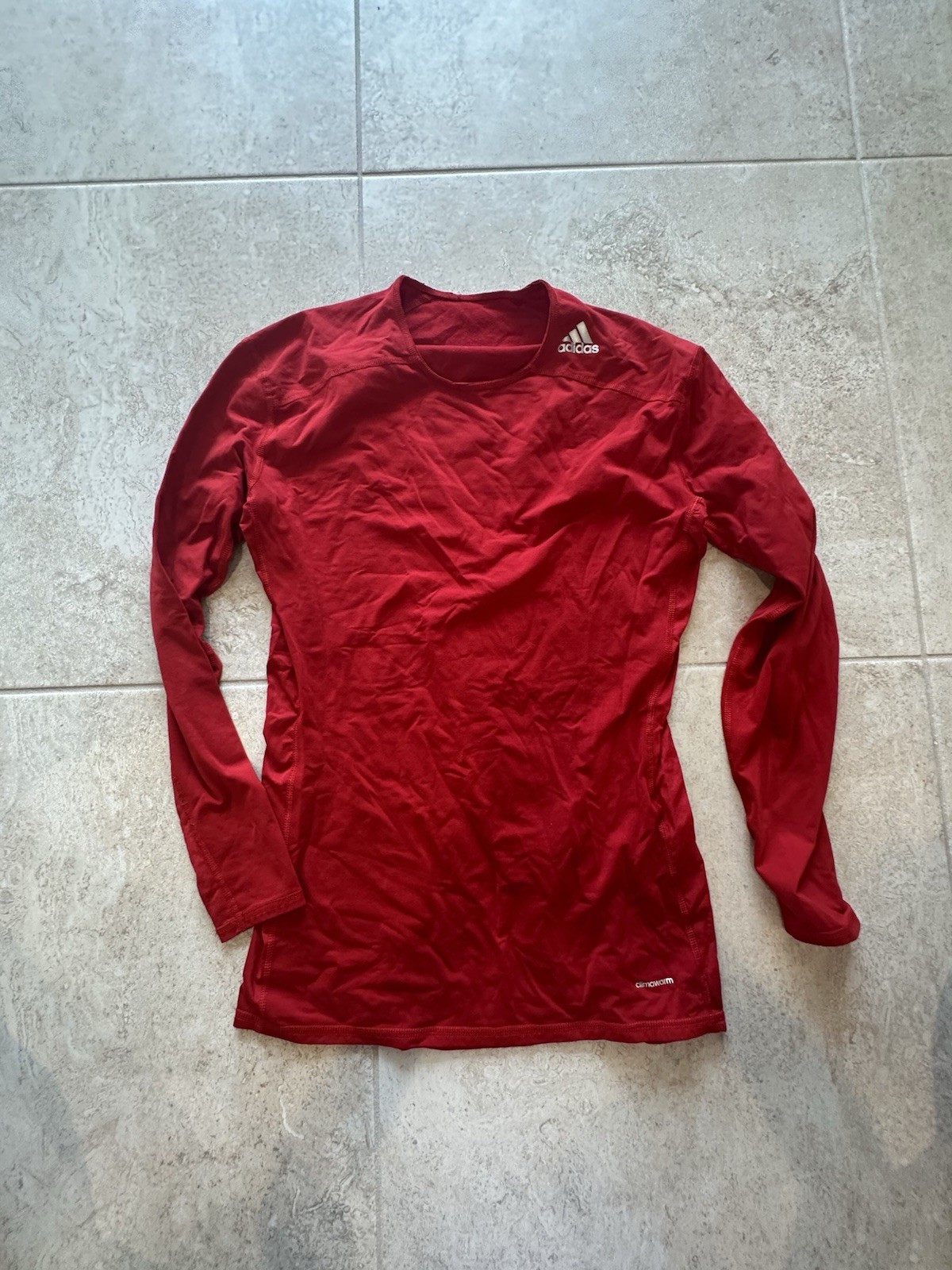 adidas ClimaCool Men's Red Compression Breathable Crew Long Sleeve Tee XL gallery