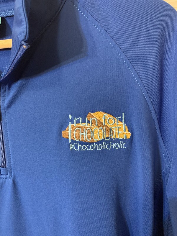 Run For Chocolate Chocoholic Frolic 1/4 Zip 5k 10k Blue Sz XL gallery