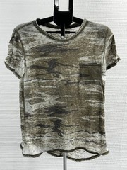 Zoc + Liv Paper Thin CamoPocket Tee Size Large Olive Gray Sheer Top Sz L