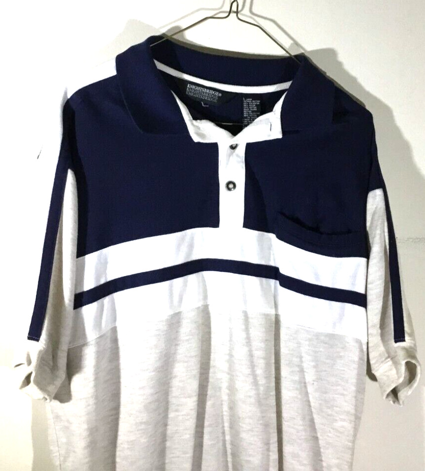 Mens Pullover White Navy Blue Cream Large Cotton Knightsbridge Pre-Owned gallery