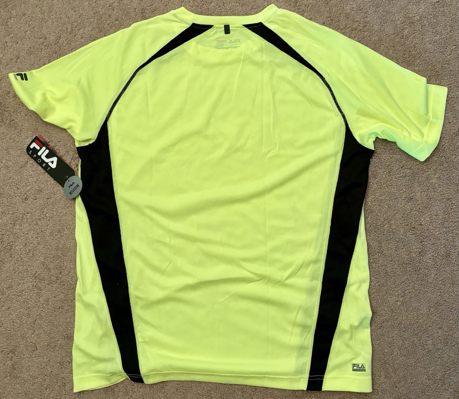 Fila Lemon Yellow Reflective Shirt Large 100% Polyester Live In Motion SS gallery