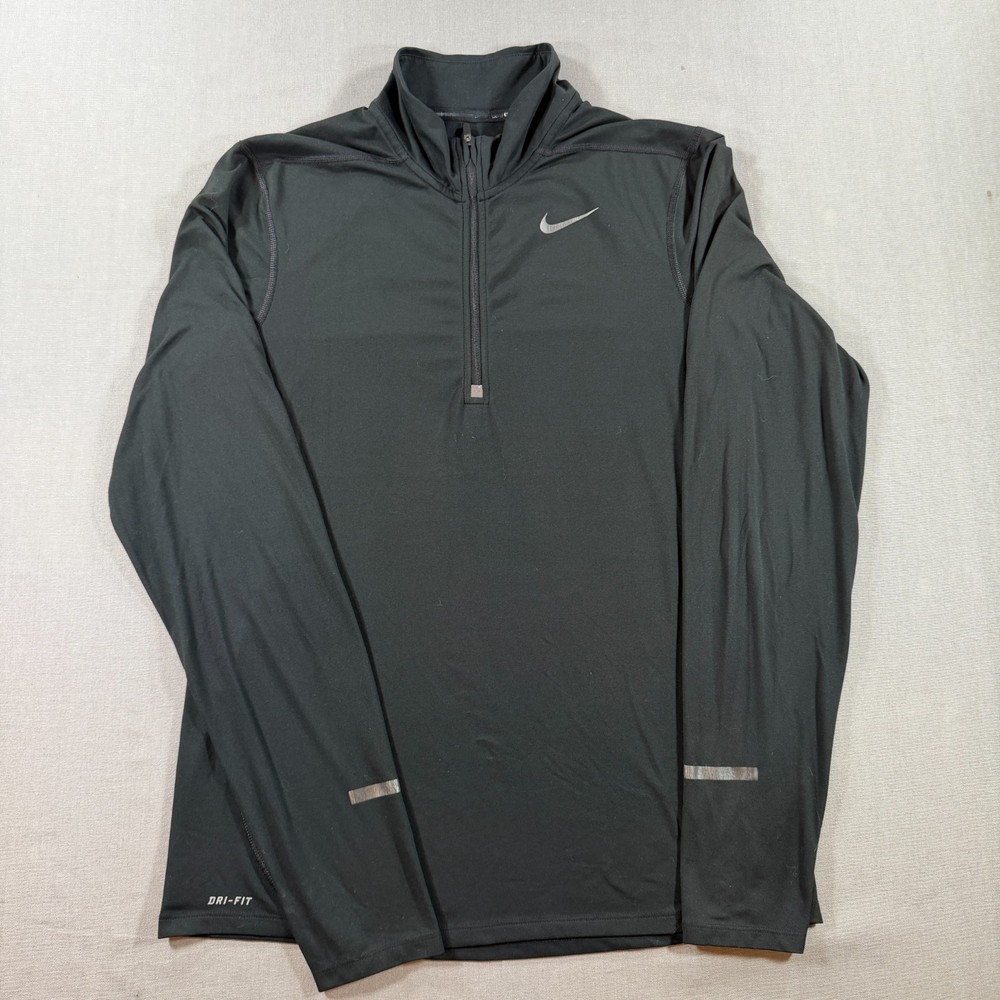 Nike Element Dri Fit Half Zip Running Top Mens Small Black Solid Pullover 683485