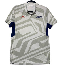 JL Racing Men’s Small White Polyester USA Logo Tech Shirt Performance Jersey