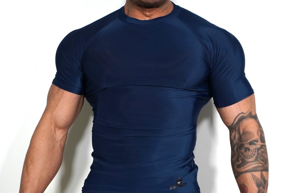 MEDIUM DARK BLUE TIGHT FITTING MEN'S COMPRESSION SHIRT