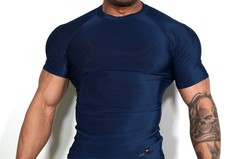 MEDIUM DARK BLUE TIGHT FITTING MEN’S COMPRESSION SHIRT