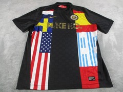 Nike FC Soccer Jersey Shirt Mens Large Black Multicolor World Flag Graphic