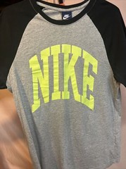 Nike 3/4 Sleeve Baseball Style Neon Yellow Spell Out Men’s Sz Med