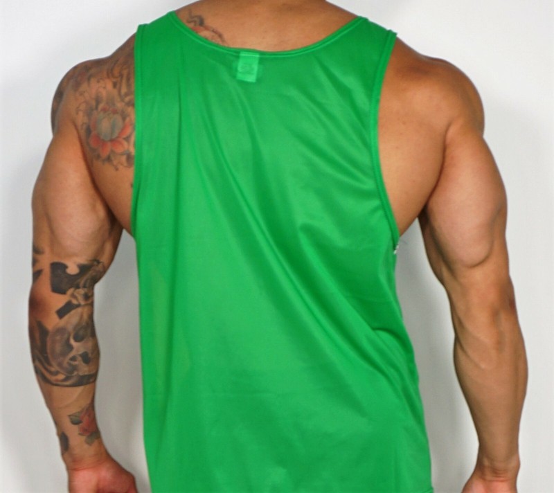 MEN'S GREEN SLEEVELESS NYLON TANK TOP SHIRT X-LARGE gallery