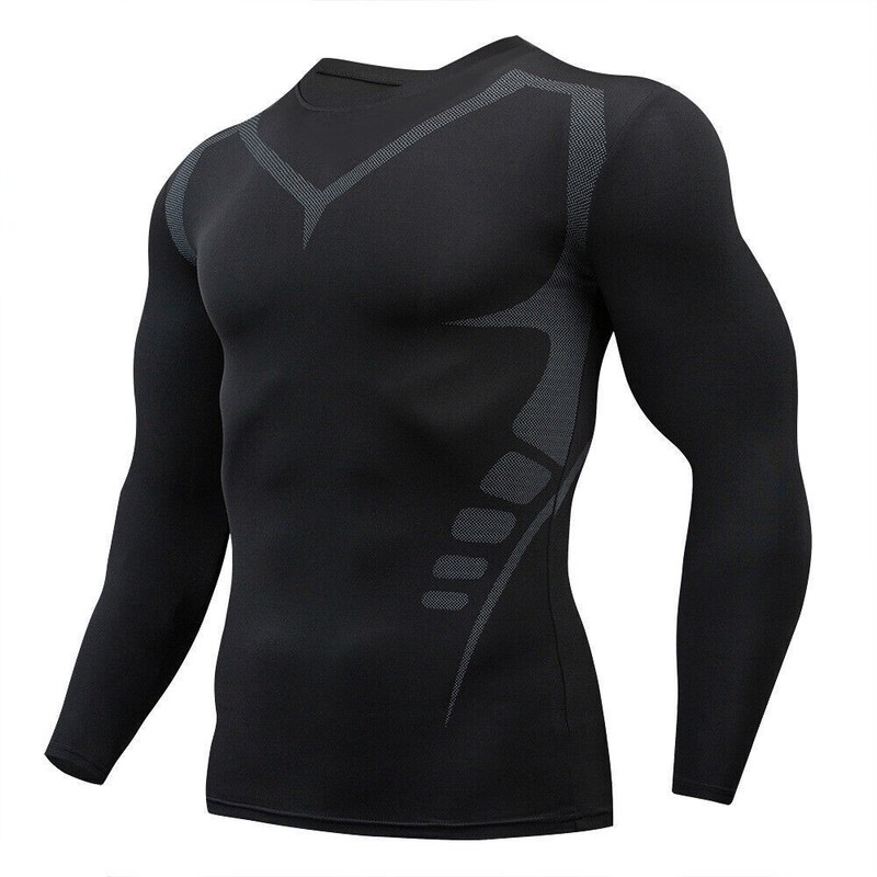 Mens Long Sleeve Compression Base-layer Shirts Fitness Sports Quick Dry T-Shirts gallery