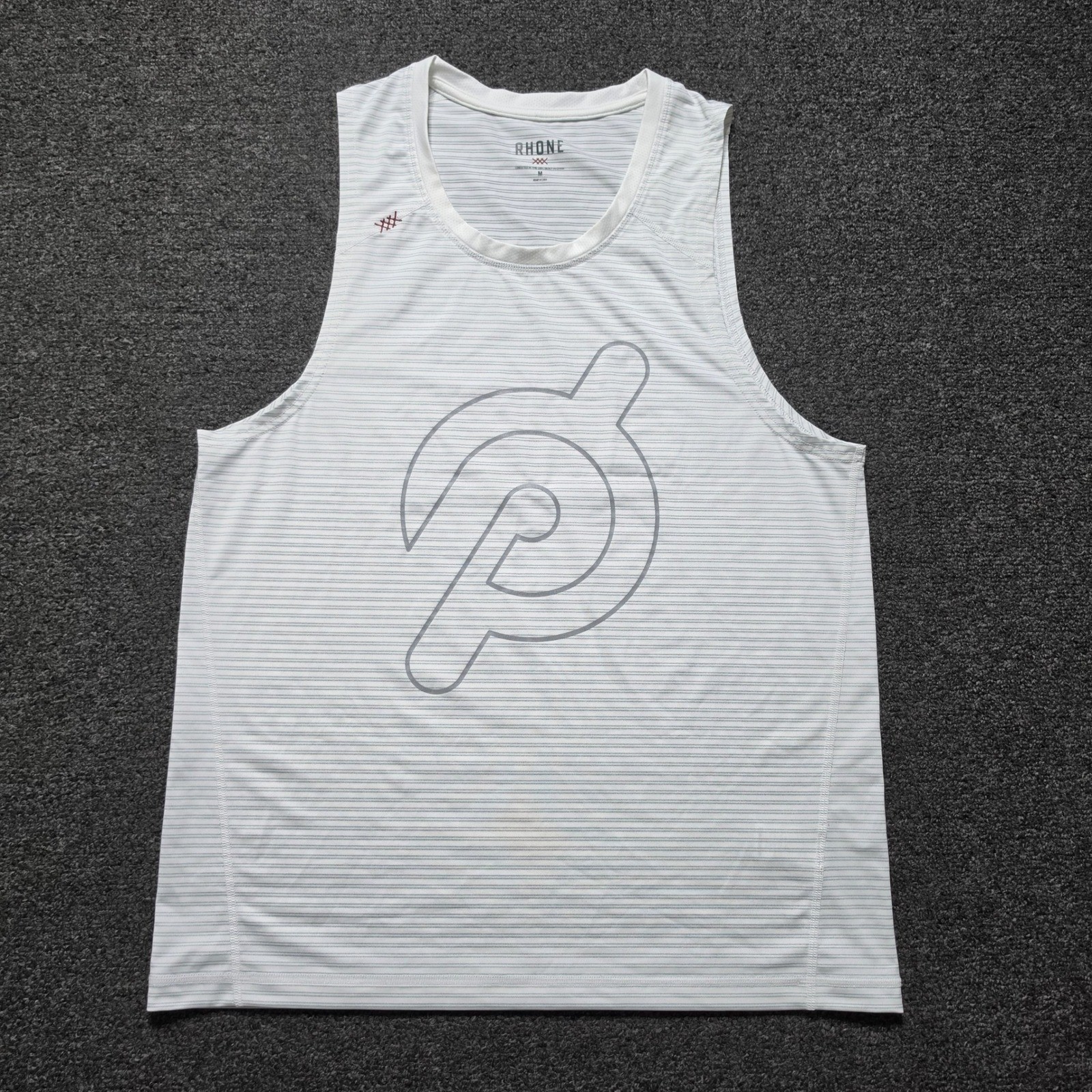 Rhone Peloton Tank Top White Mens Medium Striped Activewear Training Gym SET-181 gallery
