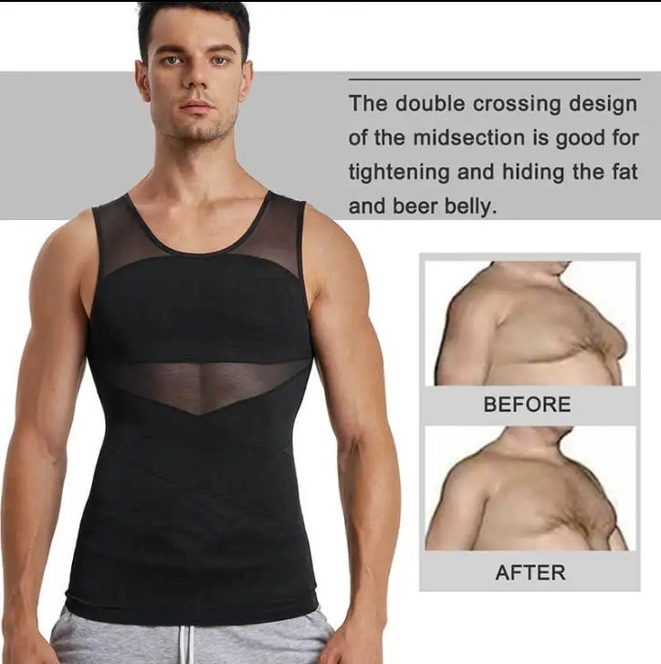 Mens Shapewear Vest High Elasticity Thin Chest Shaping Abdominal Compression Top gallery