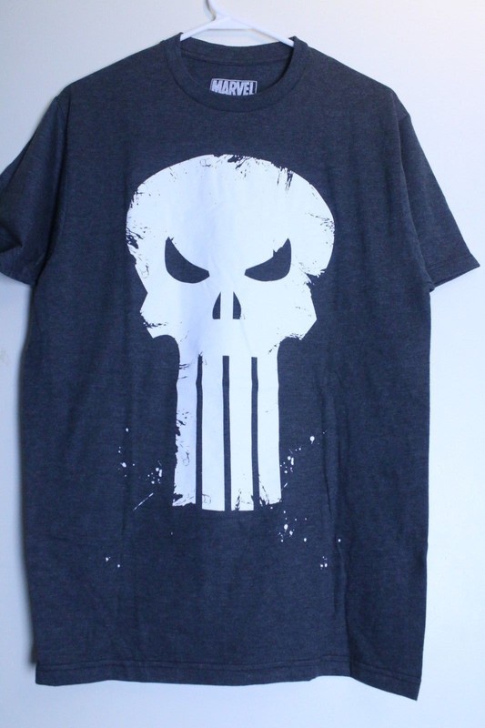 Punisher Short Sleeve Tee Shirt Charcoal White Skull Authentic Marvel Comics gallery
